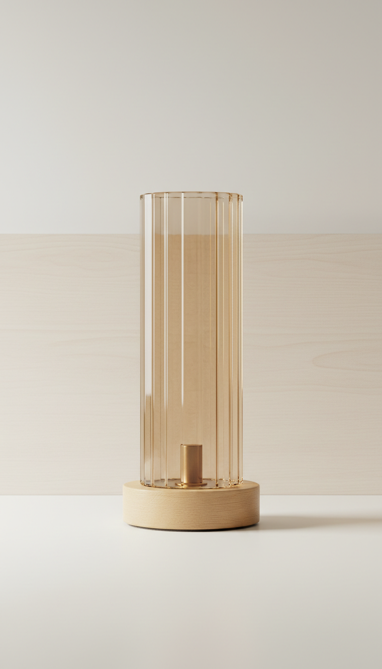 Amber oak column lamp with dimmer