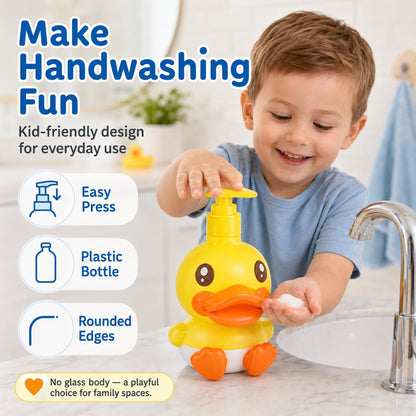 Cute Soap Dispenser for Kids Gift,Fun Dispenser for Bathroom Kitchen Countertop Vanity Fit Lotion Shampoo Shower Hand Sanitizer,Animal Yellow Duck Themed Soap Bottle with Pump Bath Accessories